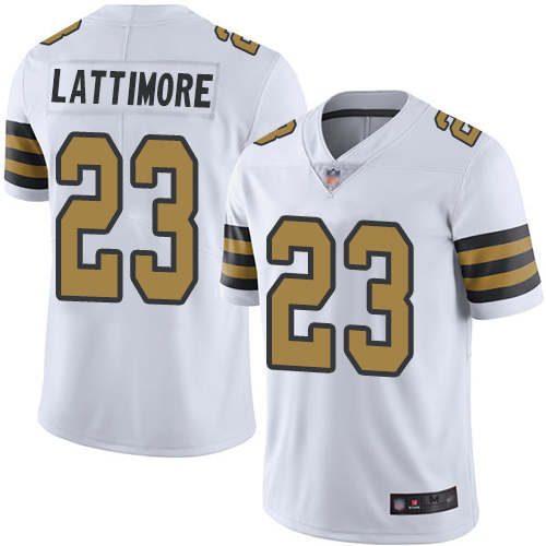 Men New Orleans Saints Limited White Marshon Lattimore Jersey NFL Football #23 Rush Vapor Untouchable Jersey